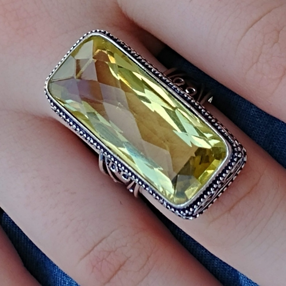 Faceted Lemon Citrine Ring